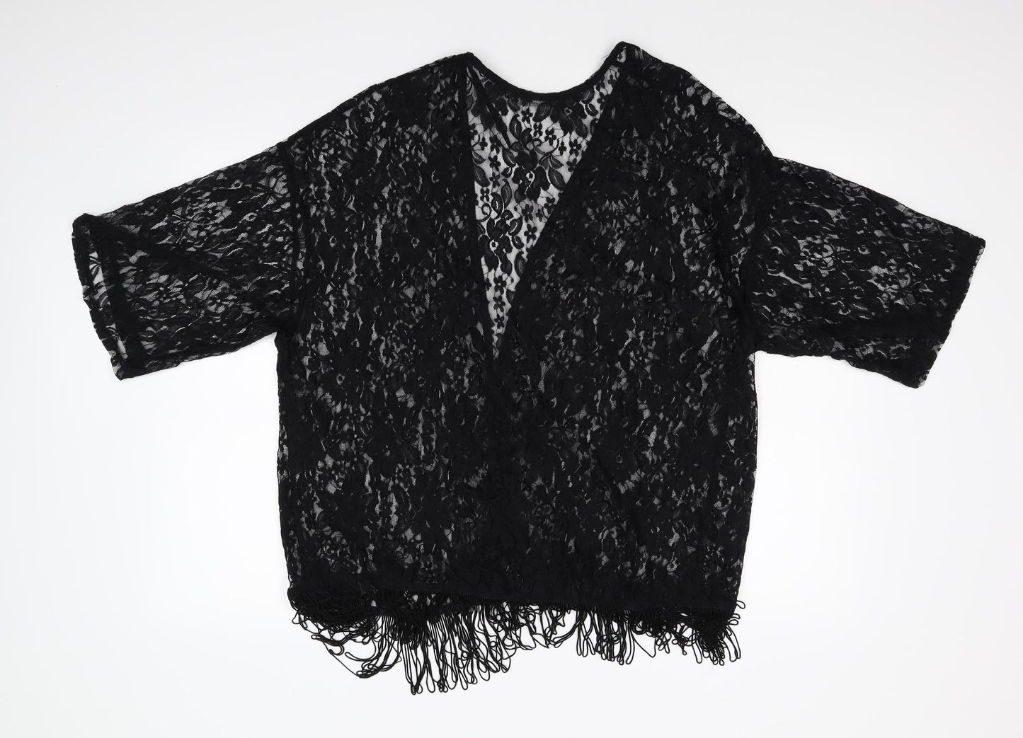 Primark Womens Black Floral Lace Cardigan Jumper Size L