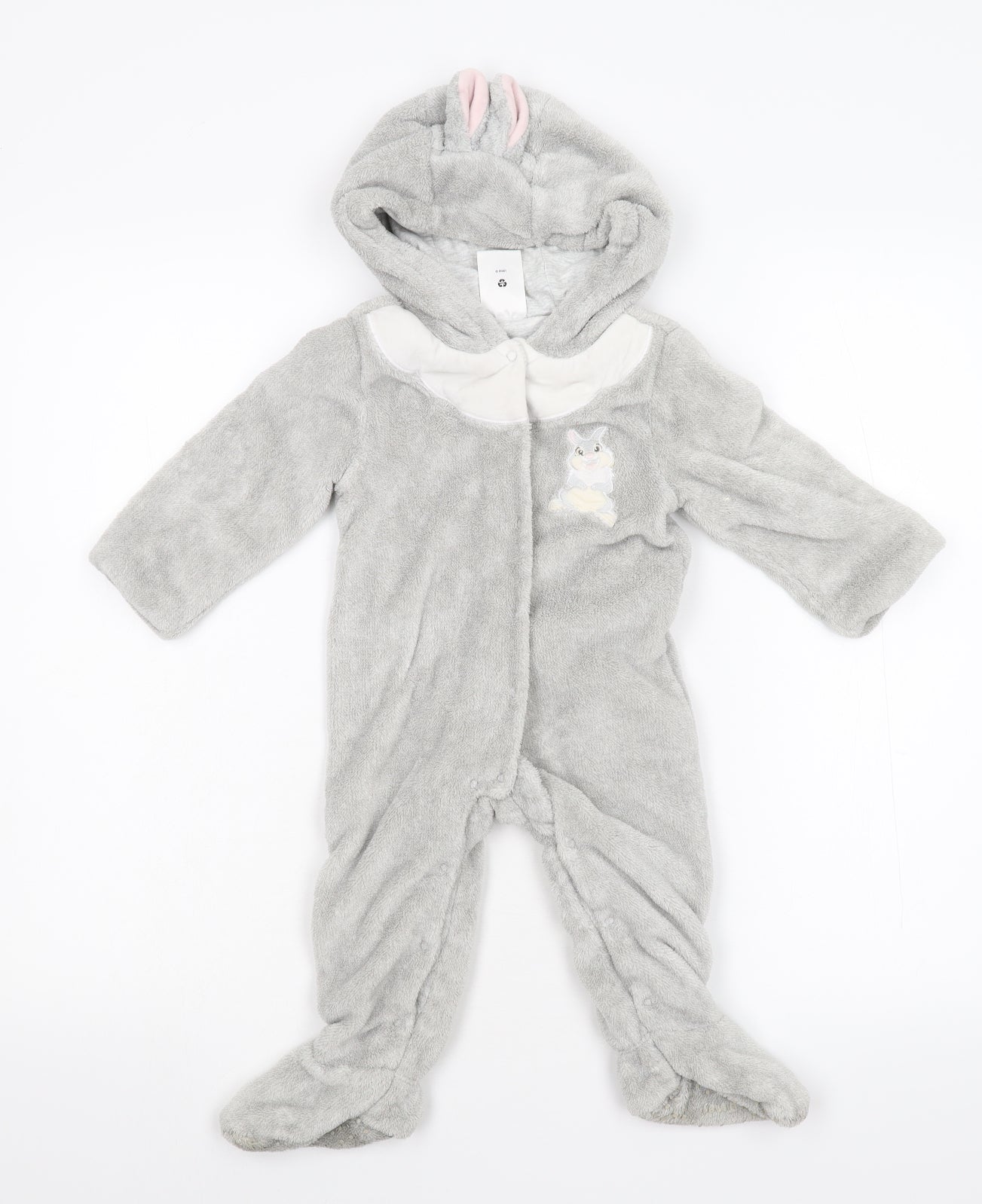Disney Baby Baby Grey  Fleece Babygrow One-Piece Size 12-18 Months