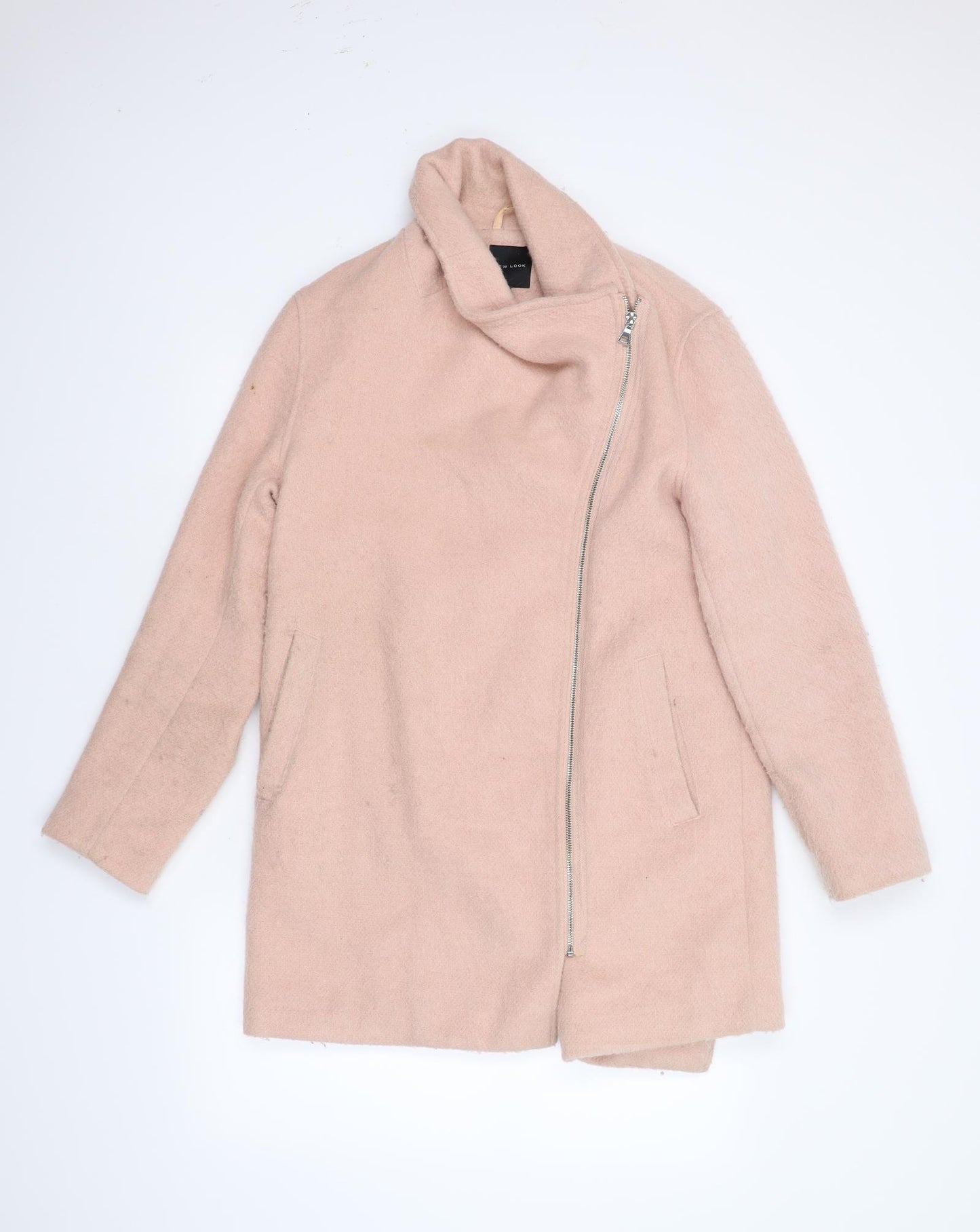 New Look Womens Pink   Overcoat Coat Size 12  - Asymmetrical Collar