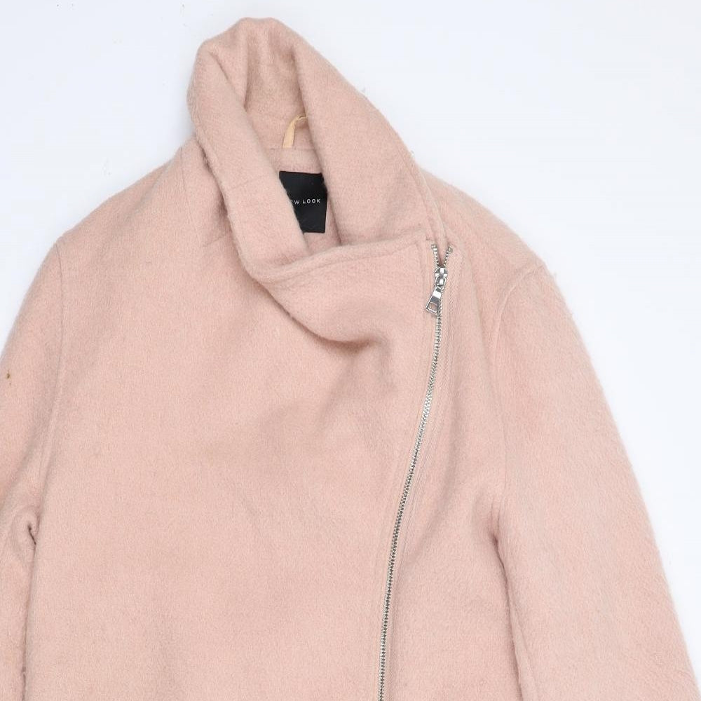 New Look Womens Pink   Overcoat Coat Size 12  - Asymmetrical Collar