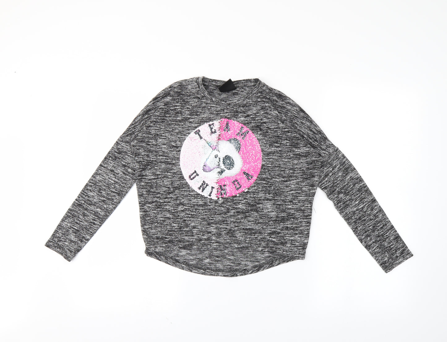 YD Girls Grey   Pullover Jumper Size 8-9 Years  - Reversible sequins