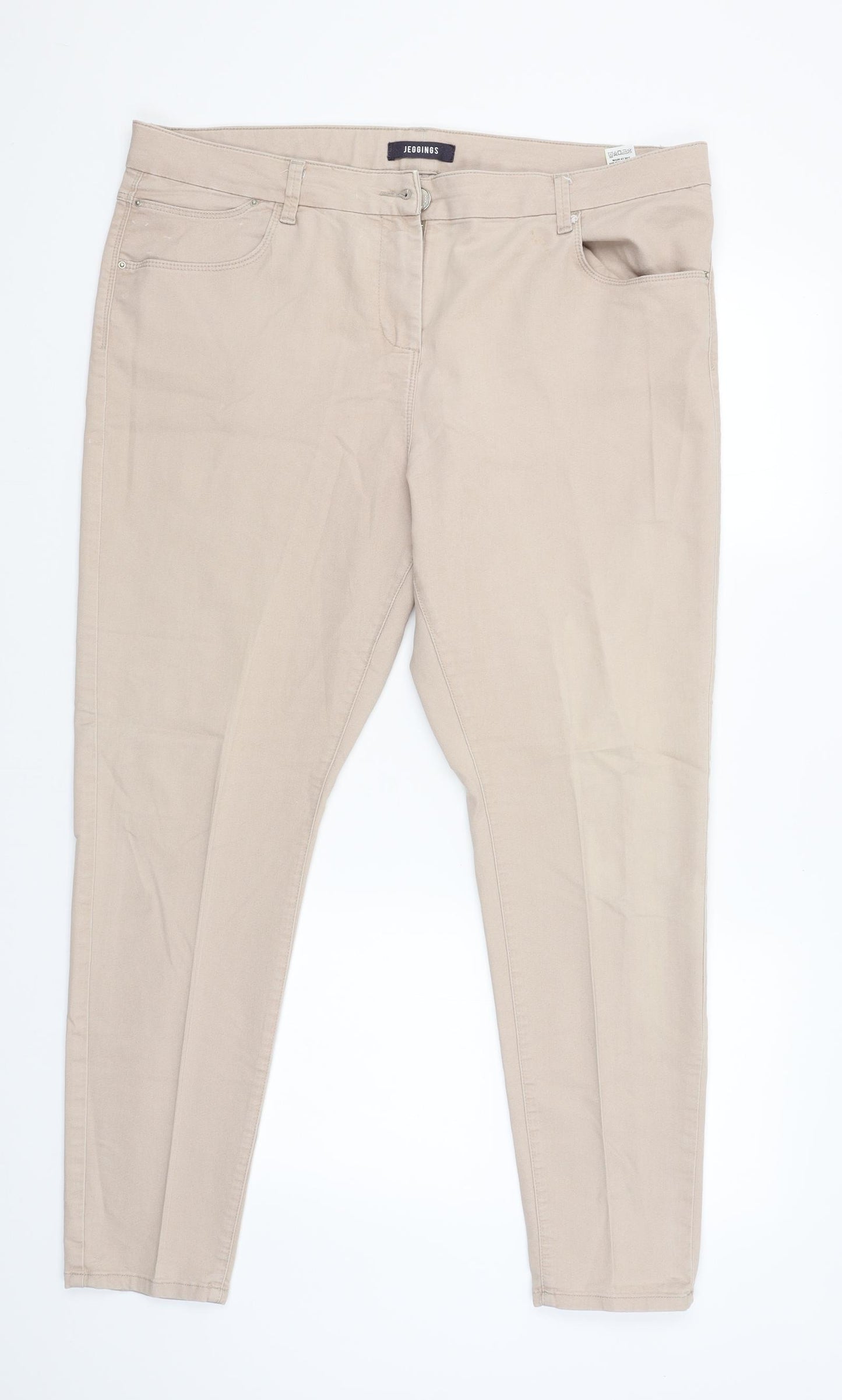 M&S Womens Beige   Jegging Trousers Size 20 L29 in