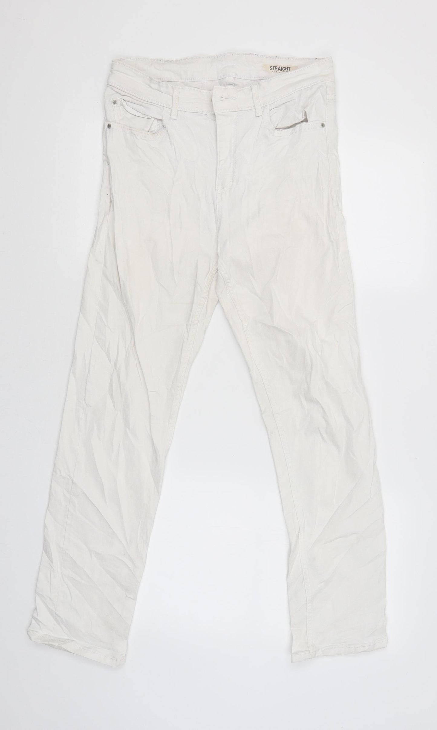 M&S Womens White   Straight Jeans Size 12 L27.5 in