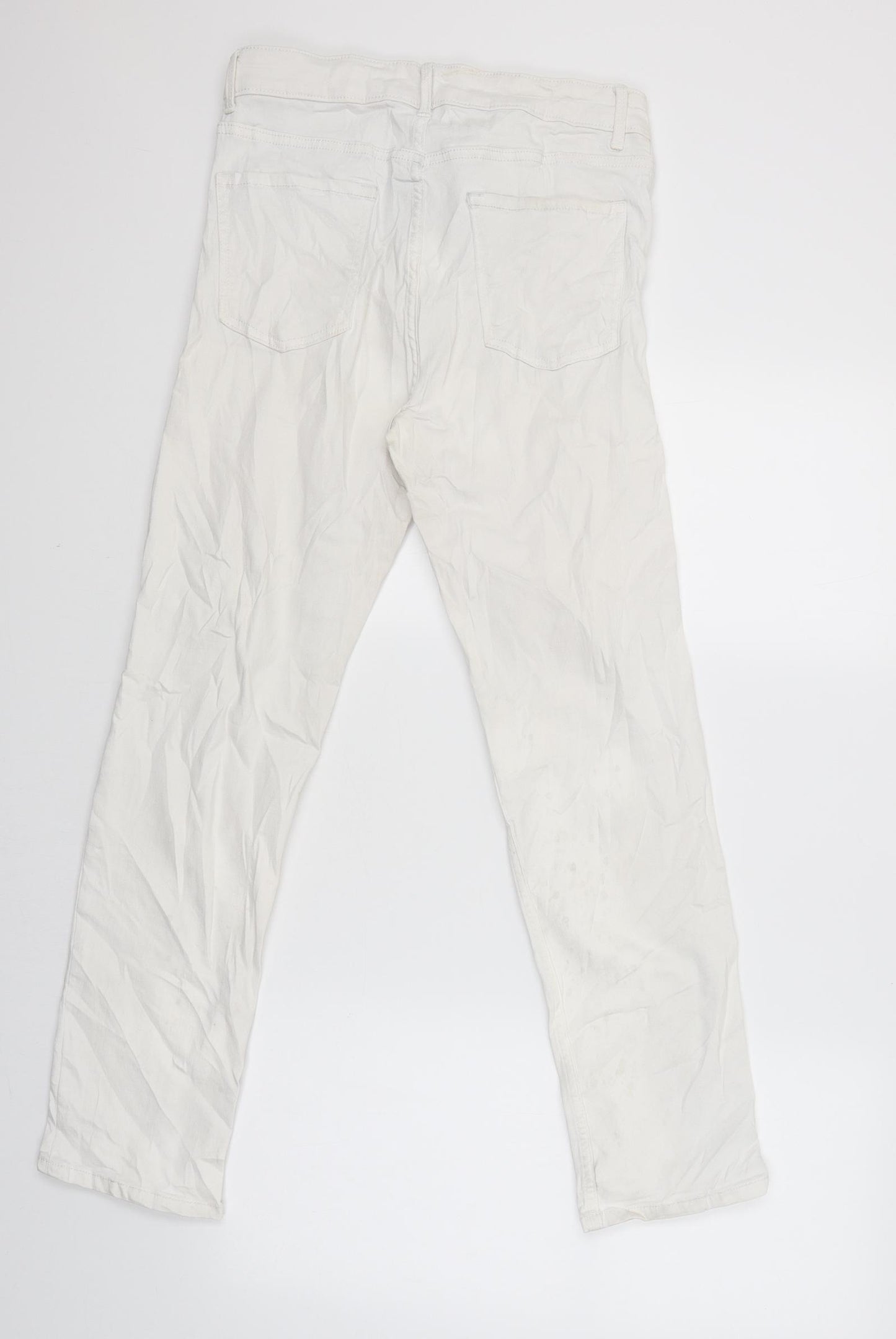 M&S Womens White   Straight Jeans Size 12 L27.5 in