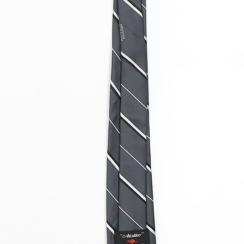 austico Mens Grey Striped  Pointed Tie One Size  - Kangaroo