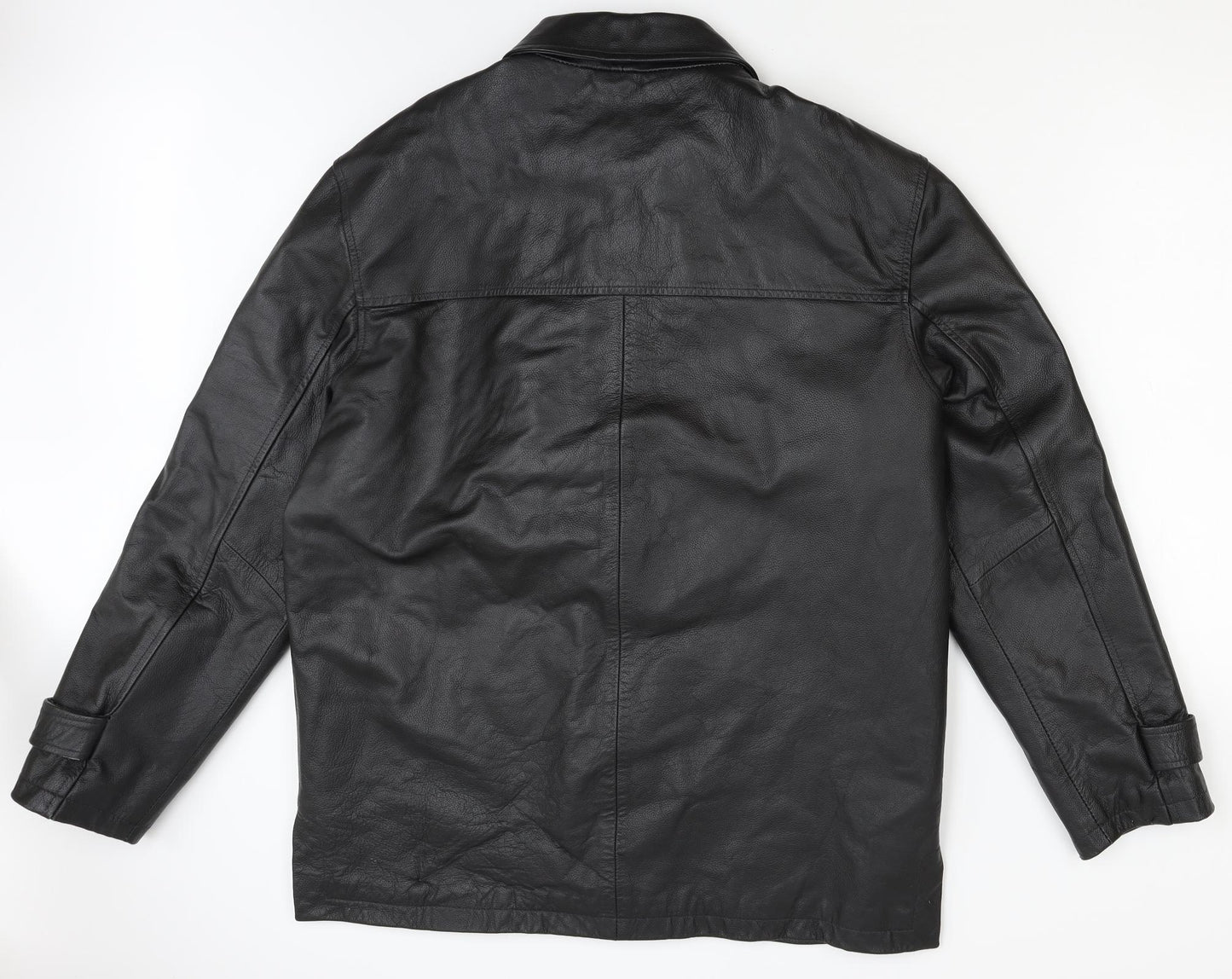 detail leather Mens Black   Biker Coat Size L