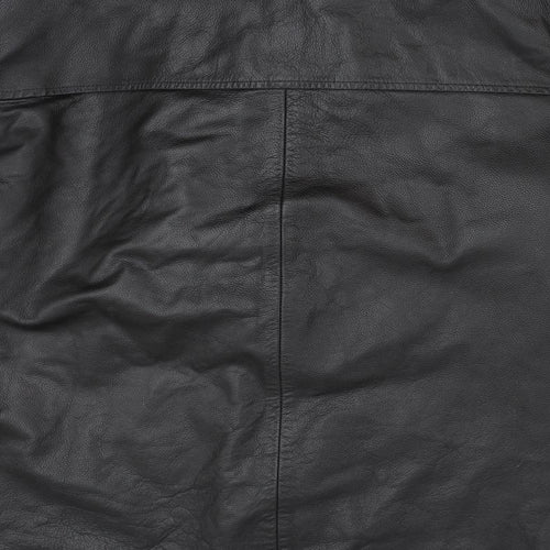 detail leather Mens Black   Biker Coat Size L