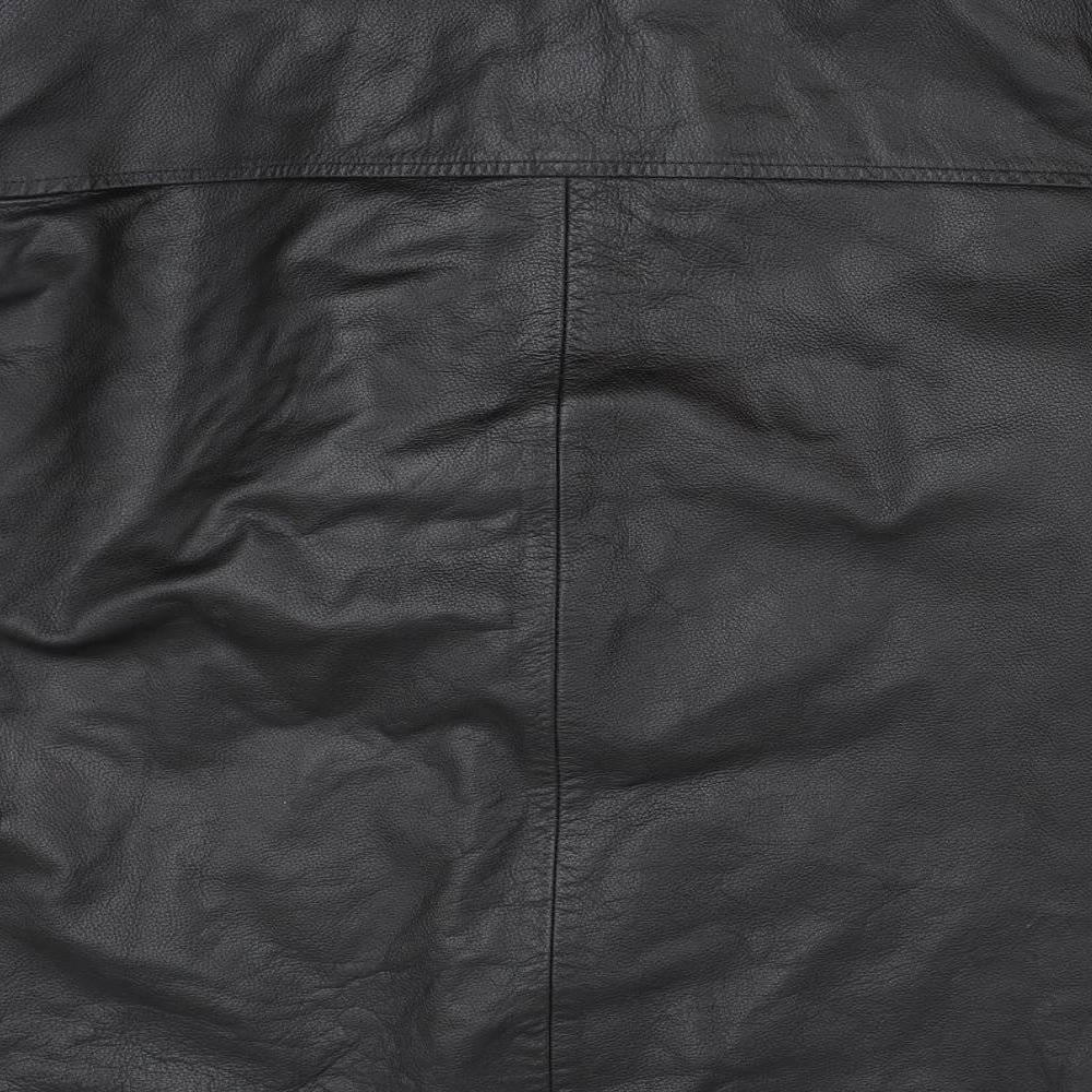 detail leather Mens Black   Biker Coat Size L