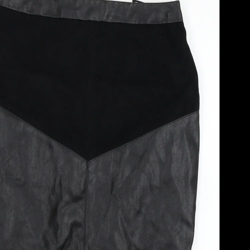 Papaya Womens Black   Straight & Pencil Skirt Size 8  - leather look