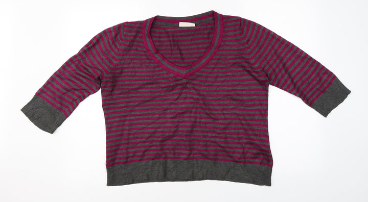 BHS Womens Pink Striped Pullover Jumper Size 14