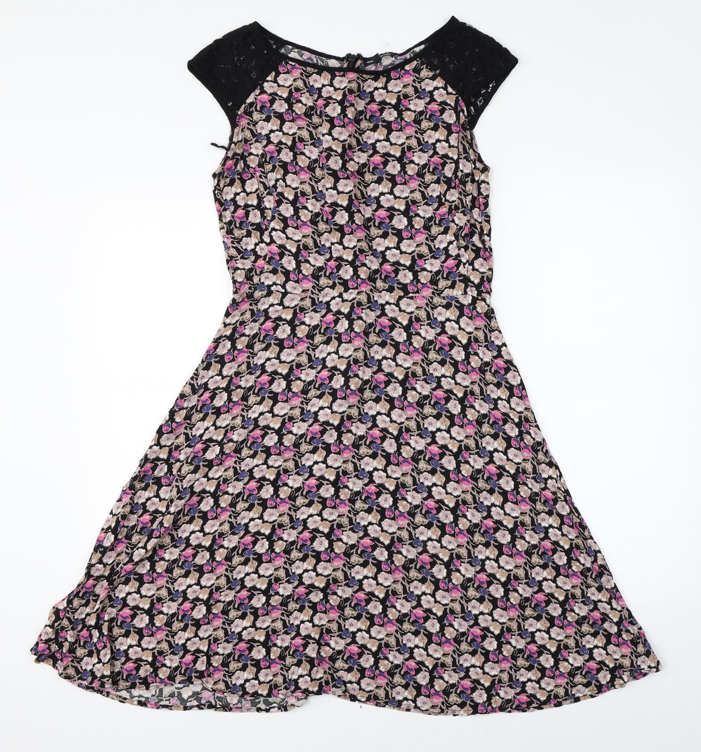 Warehouse Womens Multicoloured Floral Rayon A-Line  Size 12
