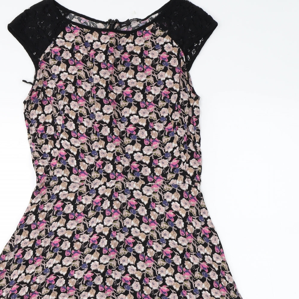 Warehouse Womens Multicoloured Floral Rayon A-Line  Size 12