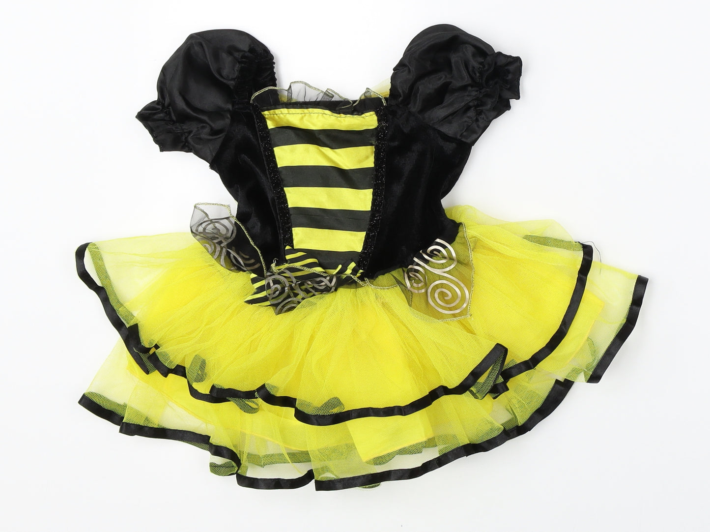 Preworn Girls Yellow Striped  Tutu Dress  Size 12-18 Months  - bumble bee