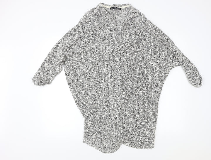 Atmosphere Womens Grey Herringbone Cardigan Jumper Size S