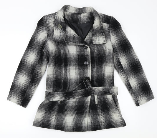 Front view of South women’s multicoloured check jacket coat, size UK 8