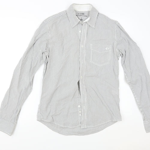 FNDM Mens Grey Striped   Button-Up Size S