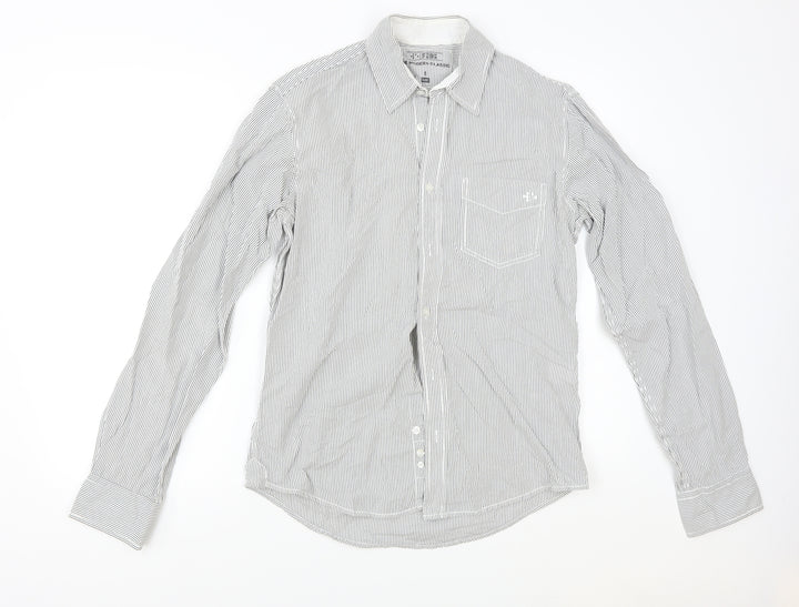 FNDM Mens Grey Striped   Button-Up Size S