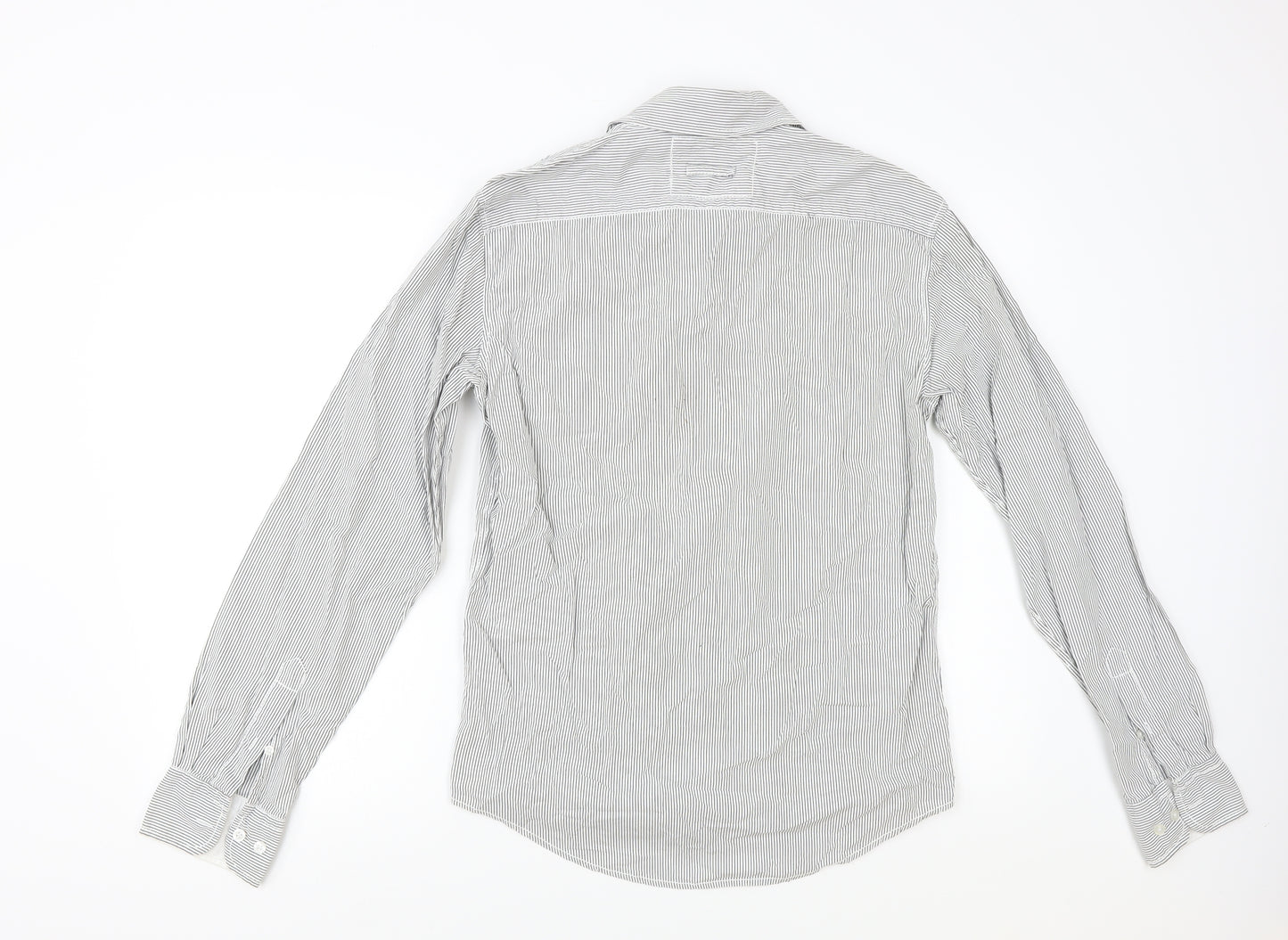 FNDM Mens Grey Striped   Button-Up Size S