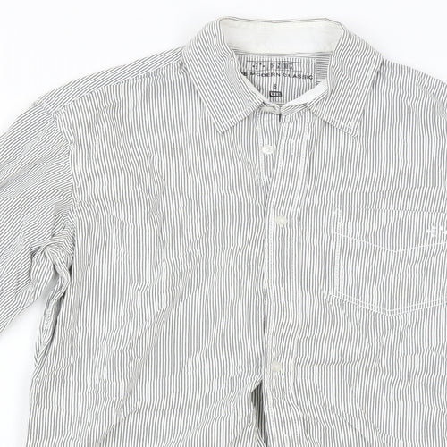 FNDM Mens Grey Striped   Button-Up Size S