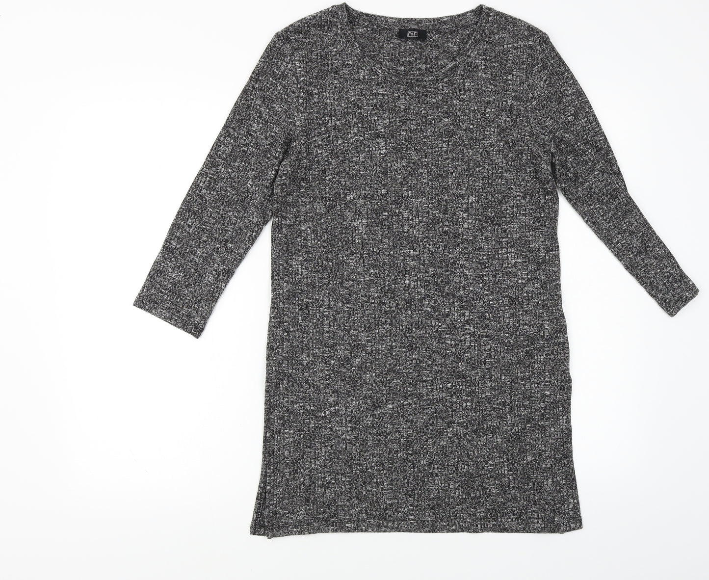 F&F Womens Grey Houndstooth  Pullover Jumper Size 10