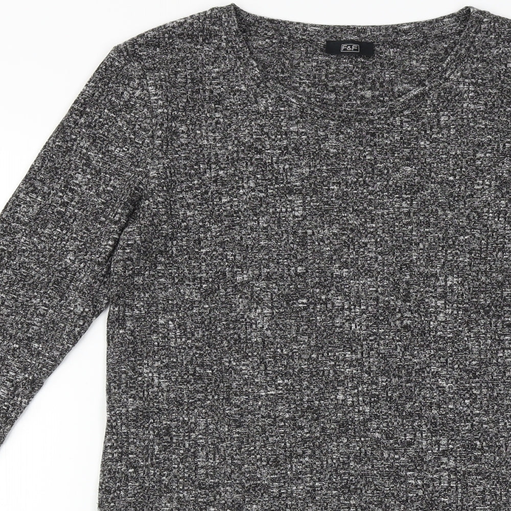 F&F Womens Grey Houndstooth  Pullover Jumper Size 10