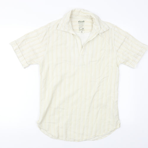 Denim 73 Mens Beige Polka Dot   Button-Up Size S