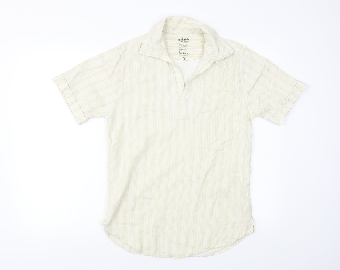 Denim 73 Mens Beige Polka Dot   Button-Up Size S