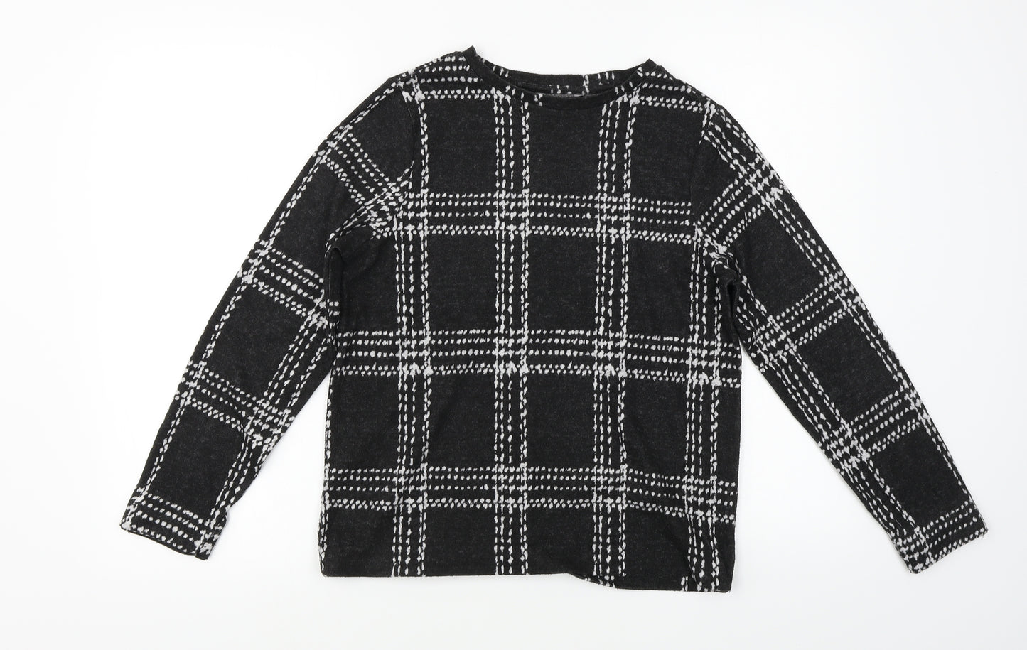 NEXT Womens Black Check  Pullover Jumper Size 8