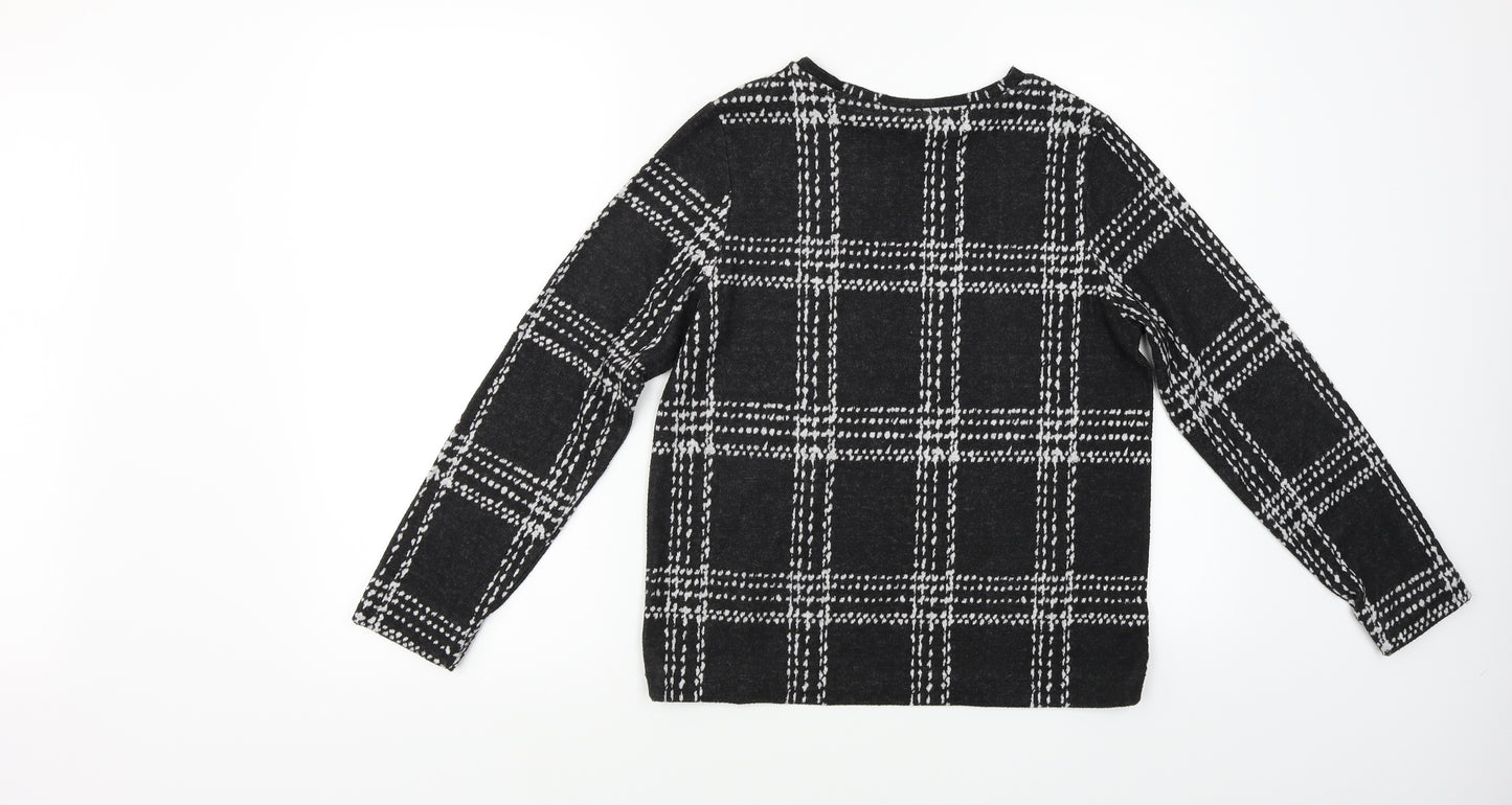 NEXT Womens Black Check  Pullover Jumper Size 8