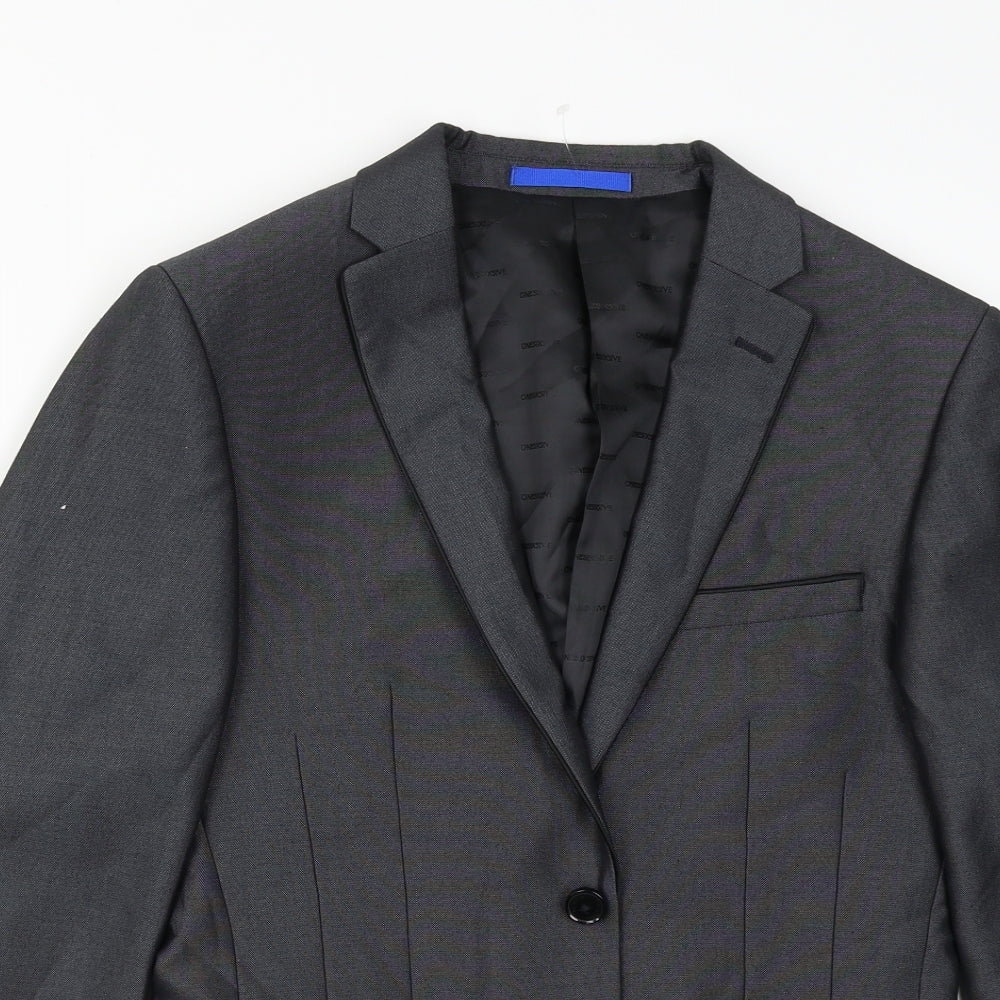 OneSix5ive Womens Grey Herringbone  Jacket Blazer Size S