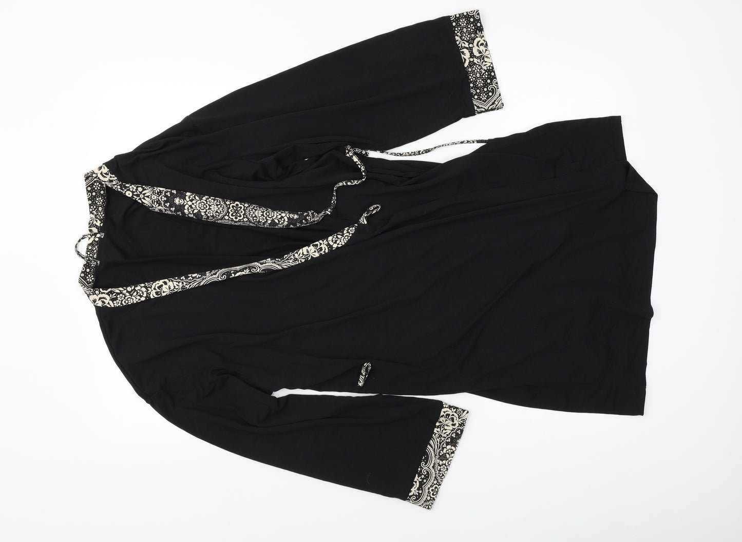 George Womens Black Solid  Kimono Gown Size 12