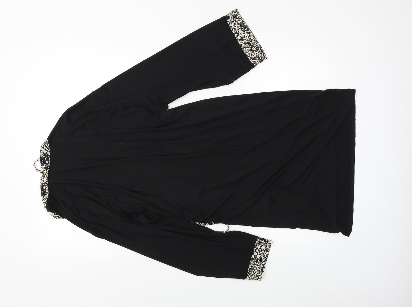 George Womens Black Solid  Kimono Gown Size 12
