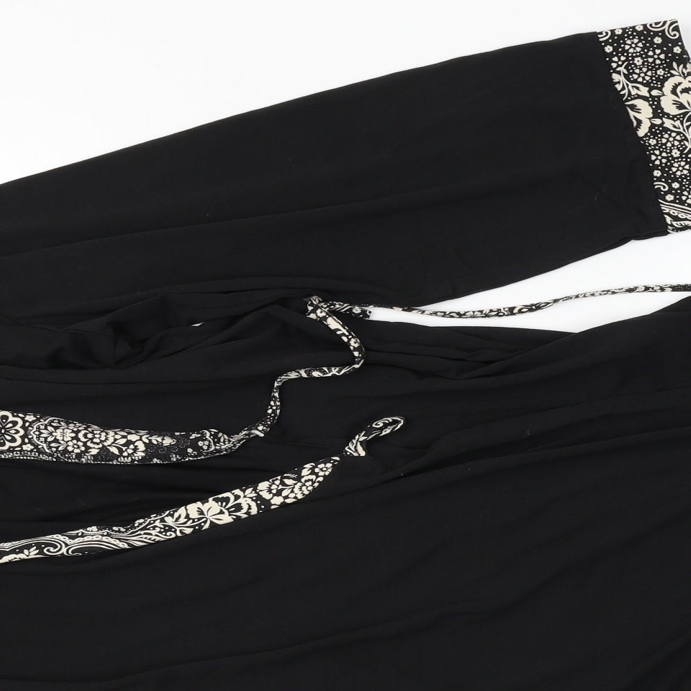 George Womens Black Solid  Kimono Gown Size 12