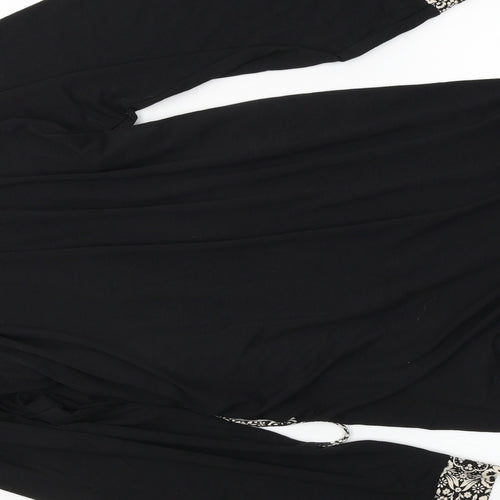 George Womens Black Solid  Kimono Gown Size 12