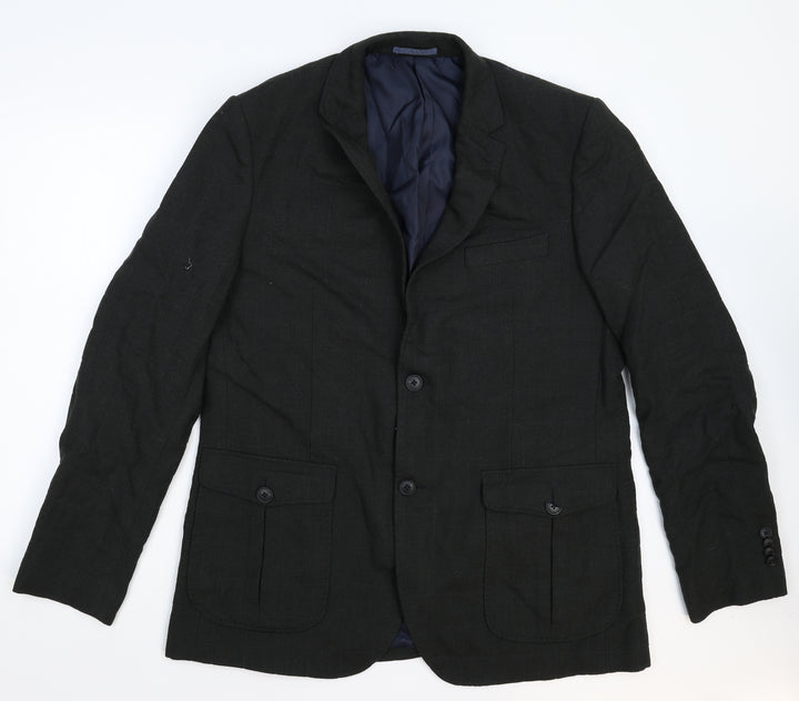 Marks and Spencer Mens Black Check  Jacket Suit Jacket Size 44