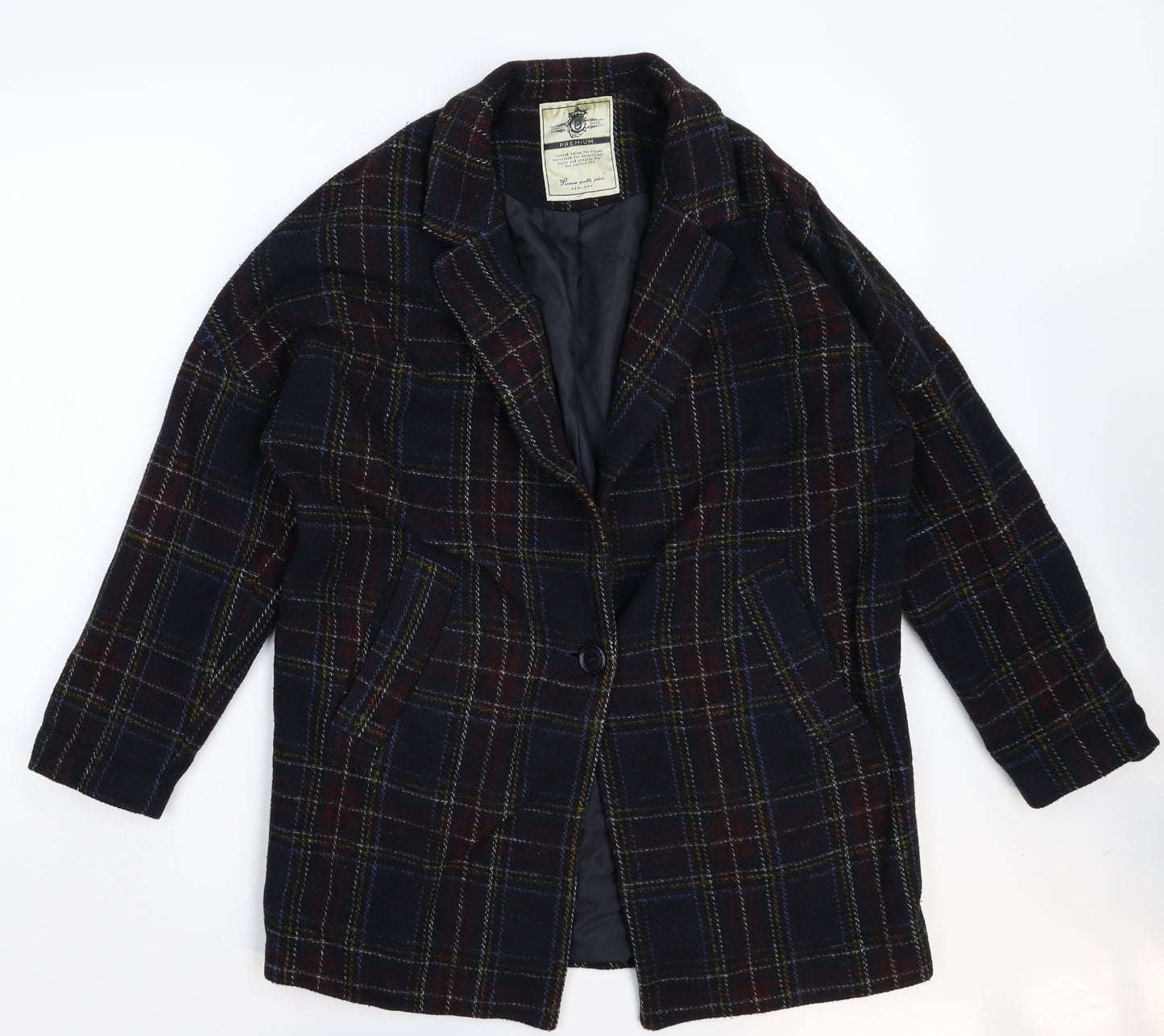 New Look Womens Blue Check  Jacket Blazer Size 12