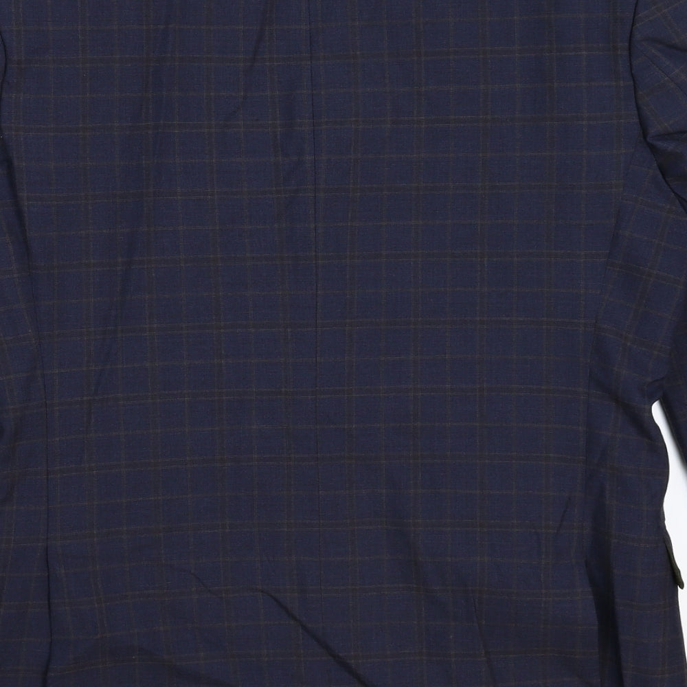 Racing Green Mens Blue Check  Jacket Suit Jacket Size 40