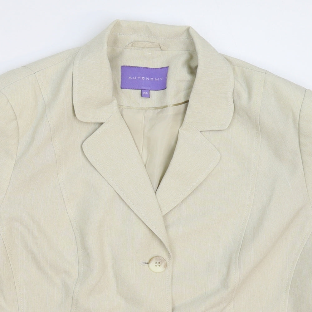 Autonomy Womens Beige   Jacket Suit Jacket Size 16