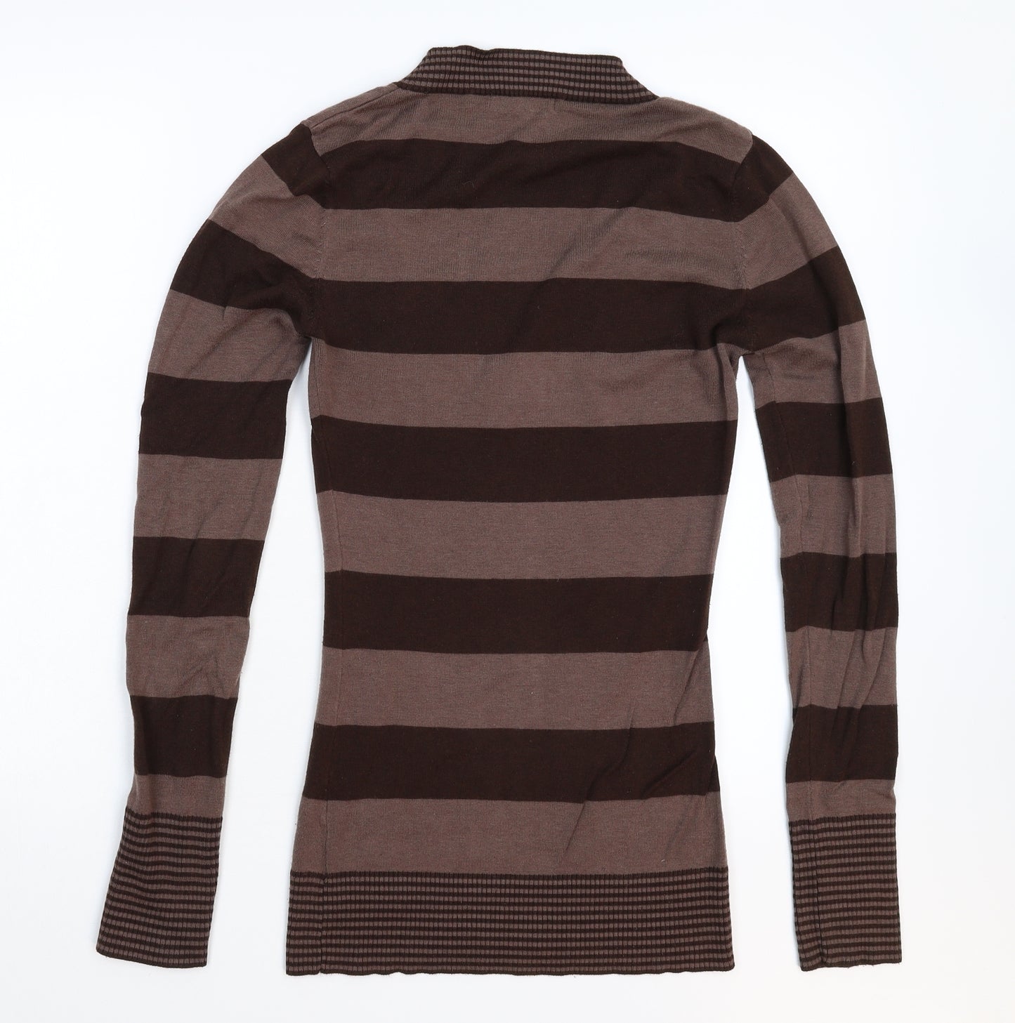 Jane Norman Womens Grey Striped Knit Pullover Jumper Size 8