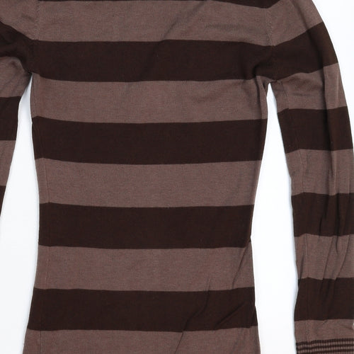 Jane Norman Womens Grey Striped Knit Pullover Jumper Size 8