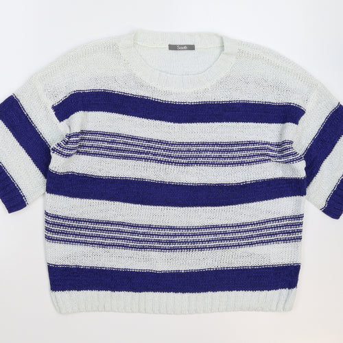 South Womens Multicoloured Striped Knit Pullover Jumper Size 14