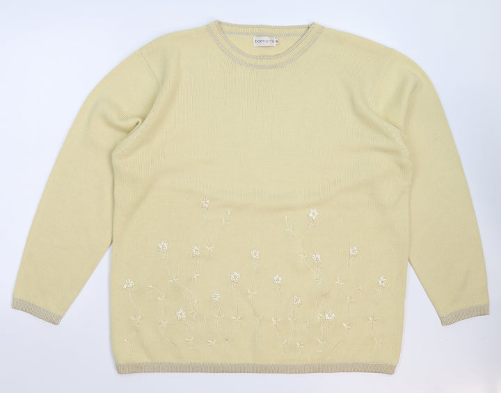 Bonmarché Womens Beige Floral Knit Pullover Jumper Size XL