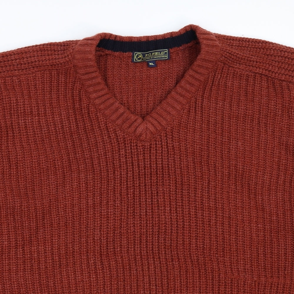 PG Field Mens Brown  Knit Pullover Jumper Size XL
