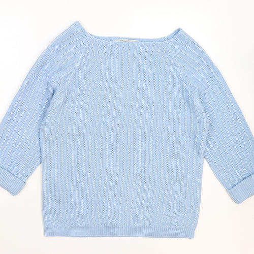 TRU Womens Blue  Knit Pullover Jumper Size L