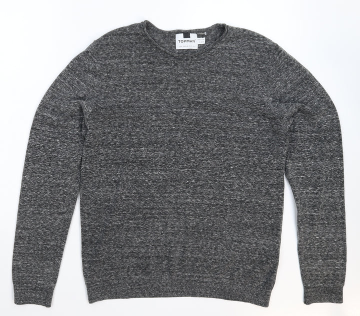 Topman Mens Grey Knit Pullover Jumper Size M