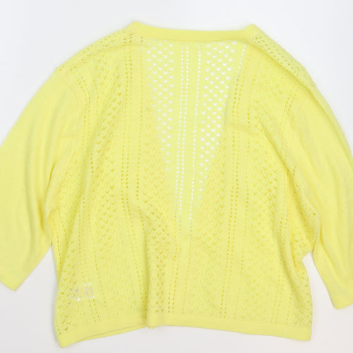 Peacocks Womens Yellow  Knit Cardigan Jumper Size 22