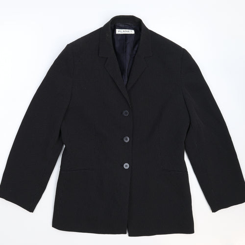 Planet Womens Black Striped  Jacket Suit Jacket Size 12