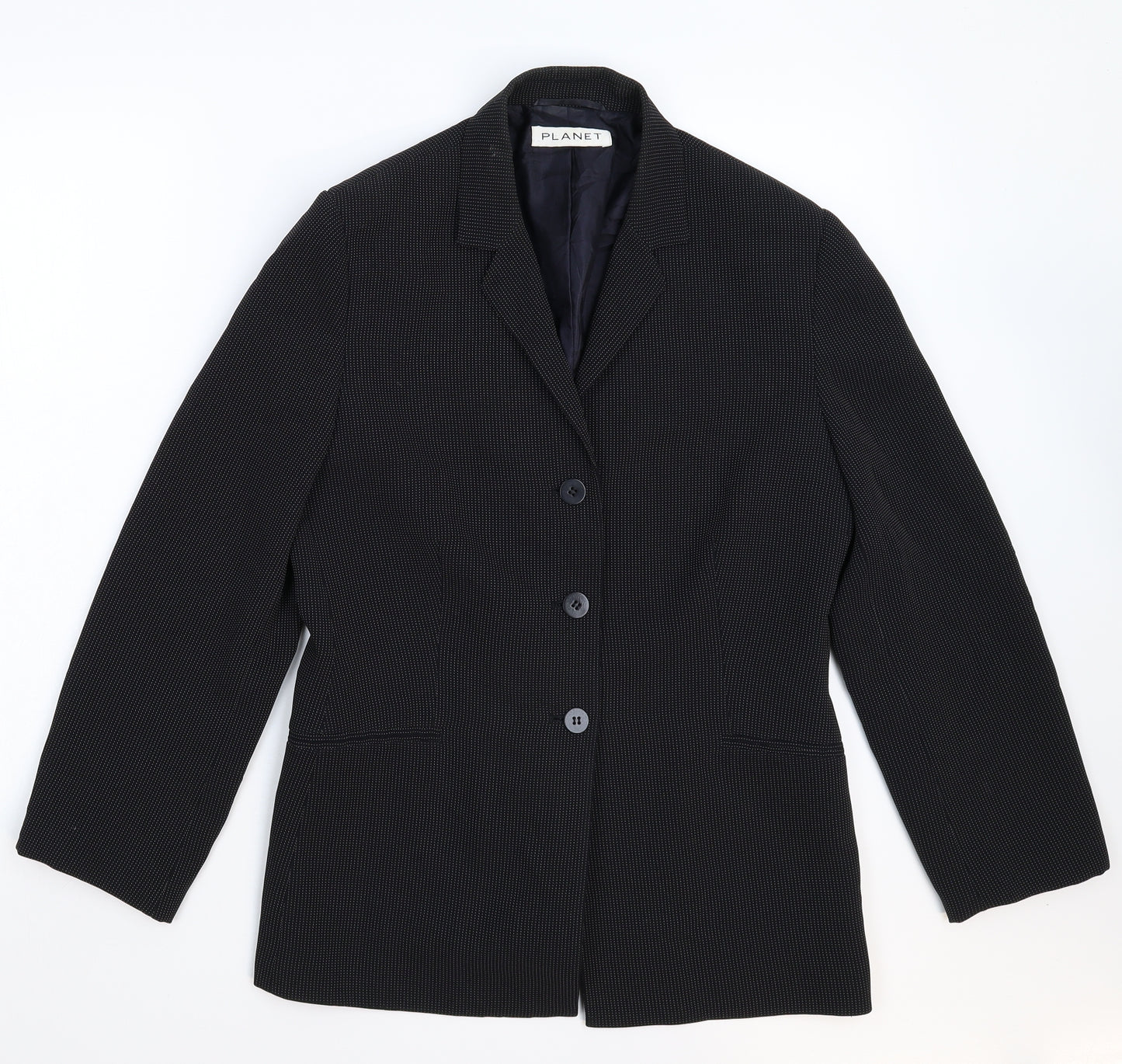 Planet Womens Black Striped  Jacket Suit Jacket Size 12
