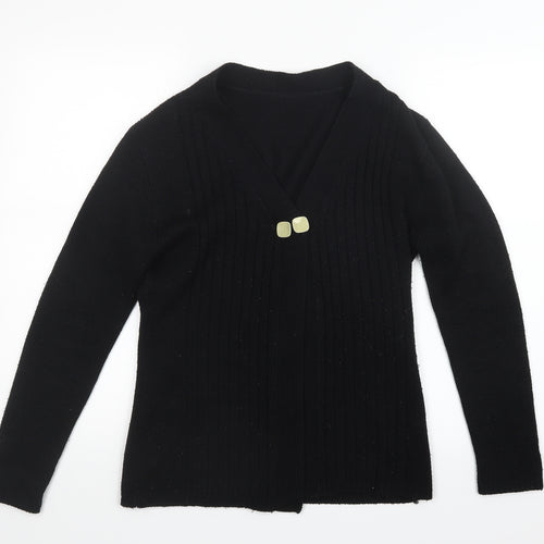 Preworn Womens Black  Knit Cardigan Jumper Size M