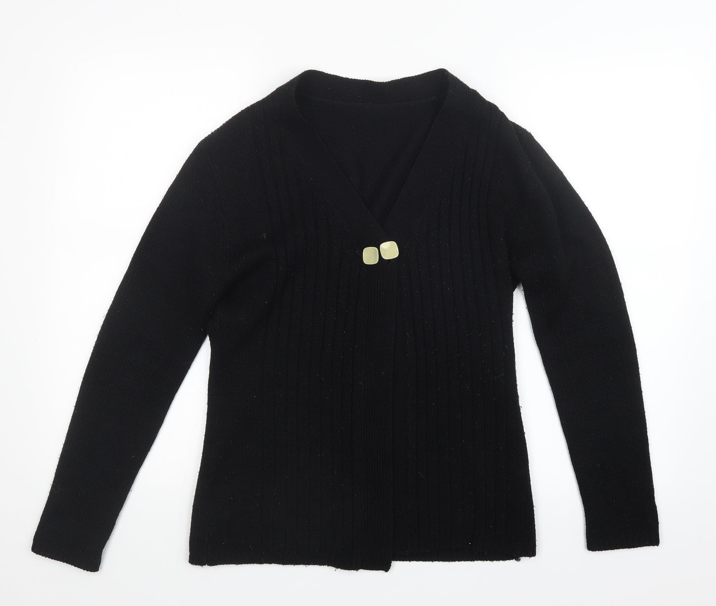 Preworn Womens Black  Knit Cardigan Jumper Size M